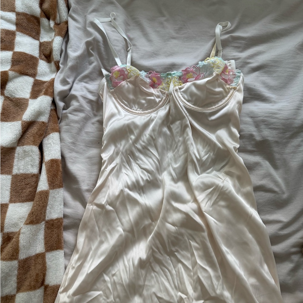 Elegant Cream Satin Slip Dress